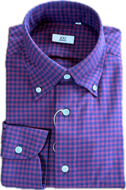 100 Hands Check Cotton Shirt - Red/Blue