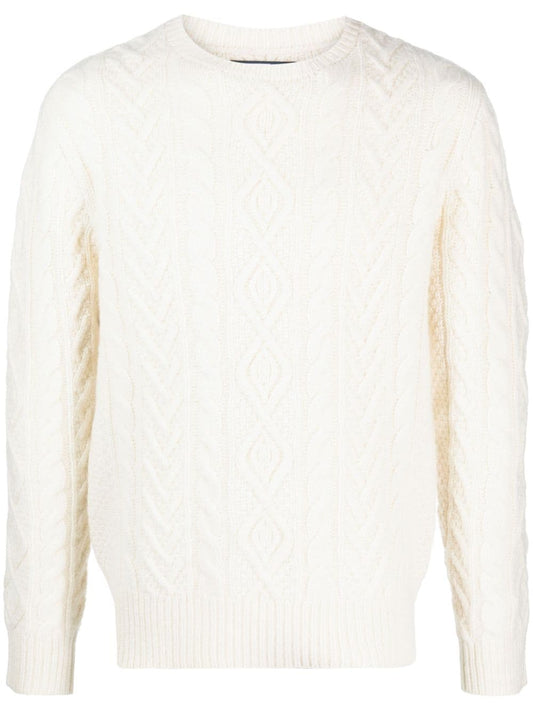 Ralph Lauren Wool/Cashmere Aran Fisherman Sweater - Cream