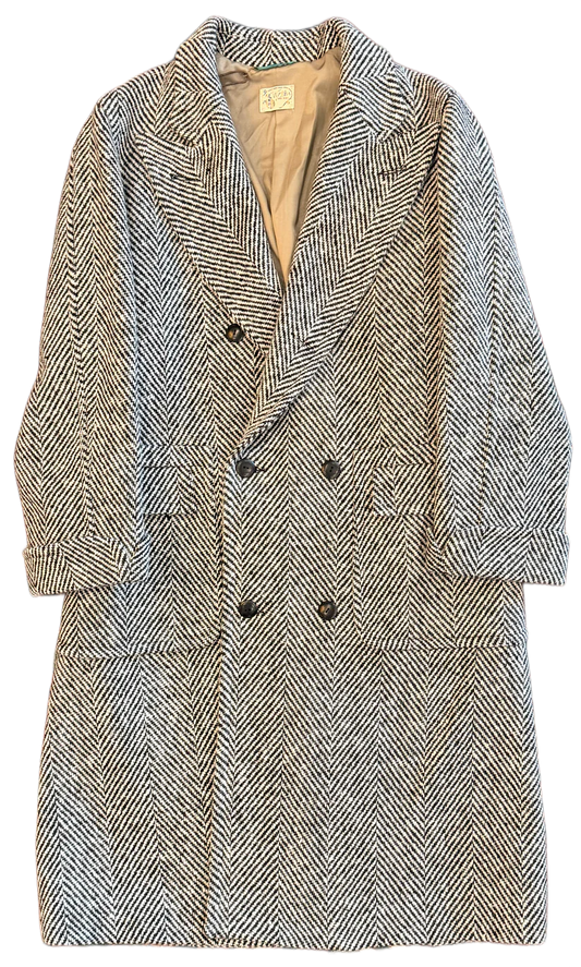 Wythe Herringbone Polo Coat - Black/Cream