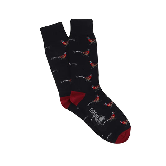 Corgi Pheasant Icon Wool Socks - Navy