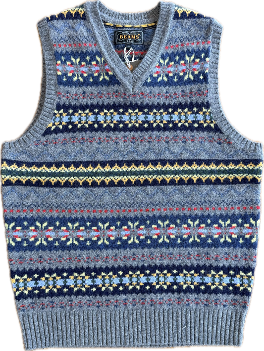 Beams Plus Fair Isle Vest - Grey/Multi