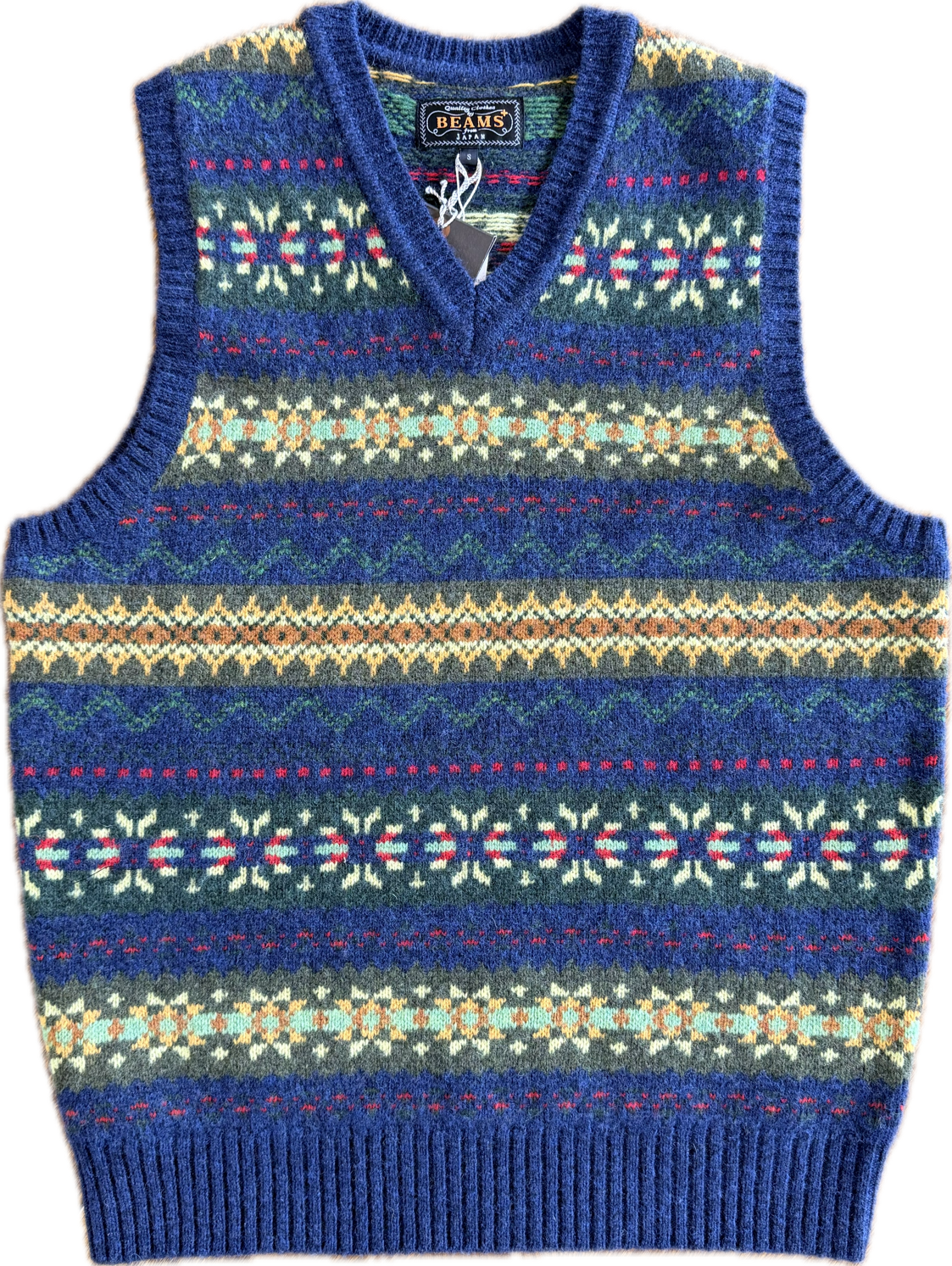 Beams Plus Fair Isle Vest - Indigo/Multi – claymoreshop