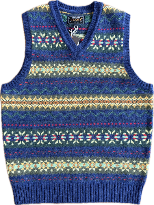 Beams Plus Fair Isle Vest - Indigo/Multi