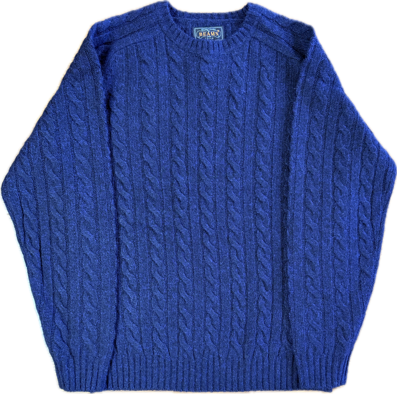 Beams Plus Wool Cable Knit Crewneck – Blue – claymoreshop