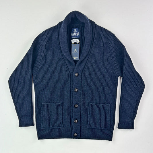 Corgi Cashmere Shawl Cardigan Inkwell Blue