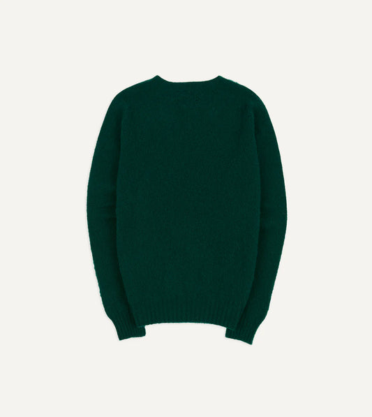 Drake's Brushed Shetland Crew Neck Jumper - Forest Green