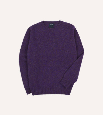 Drake's Brushed Shetland Crew Neck Jumper -Lavender