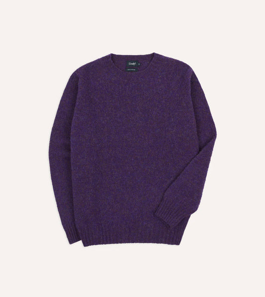 Drake's Brushed Shetland Crew Neck Jumper -Lavender