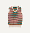 Drake's Cotton Cashmere Western Knit Vest - Ecru/Multi