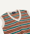 Drake's Cotton Cashmere Western Knit Vest - Ecru/Multi
