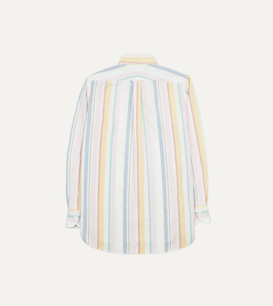 Drake's Stripe Cotton Oxford Cloth Button-Down Shirt - Yellow, Pink and Blue