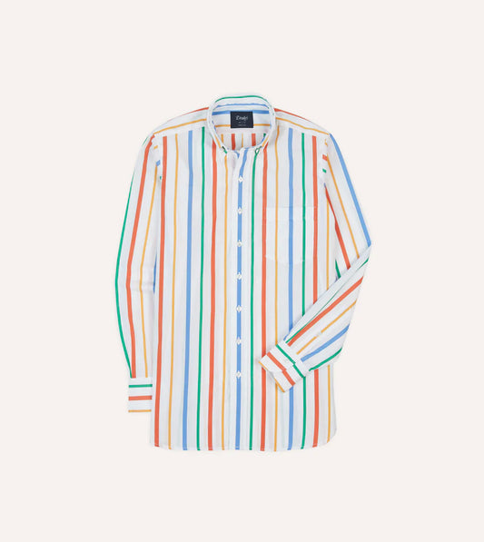 Drake's Stripe Poplin Button-Down Shirt - Multi
