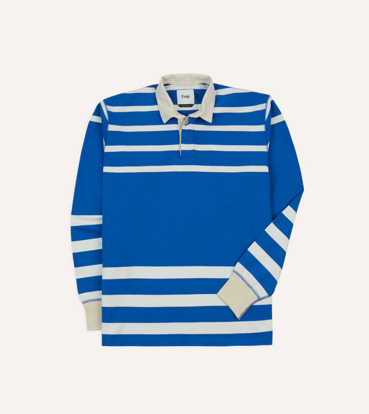 Drake's Dual Stripe Rugby - Blue/White