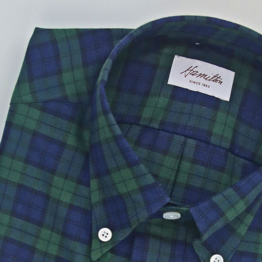 Hamilton Brushed Cotton Plaid Sport Shirt - Blackwatch