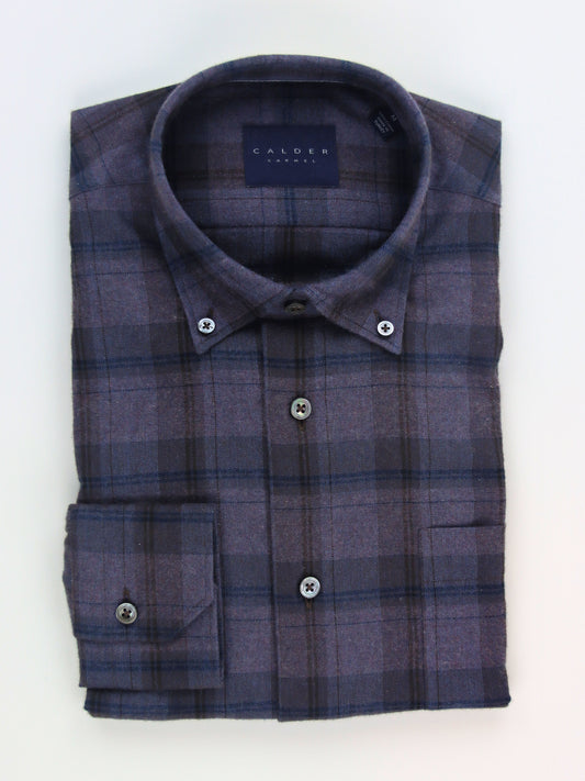 Calder Carmel Brushed Flannel Plaid Sport Shirt Chocolate