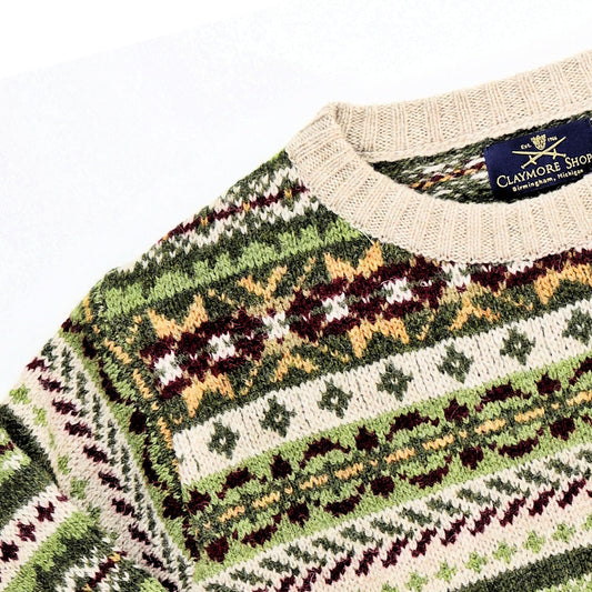 Claymore Shop Shetland Fair Isle Crewneck Sweater Oatmilk