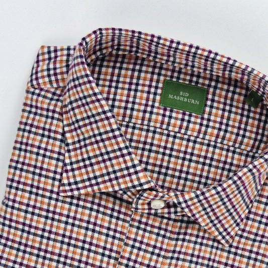 Sid Mashburn Tattersall Spread Collar Sport Shirt - Orange/Multi