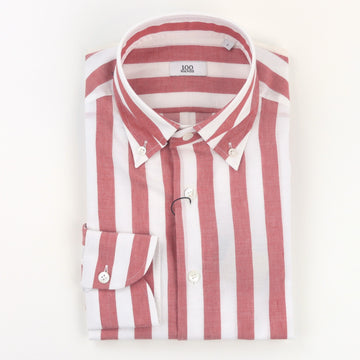 100 Hands Linen Wide Stripe Shirt - Red / White