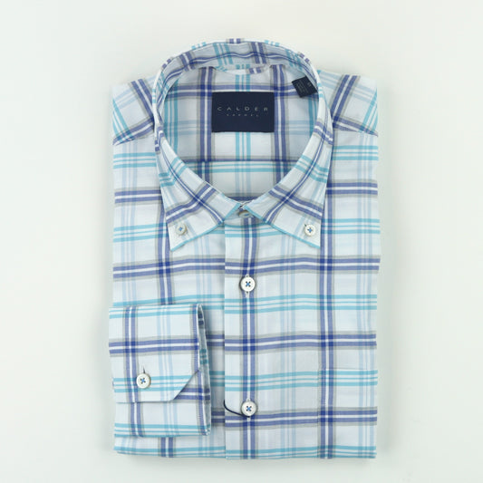 Calder Carmel Mélange Oxford Shirt - Turquoise