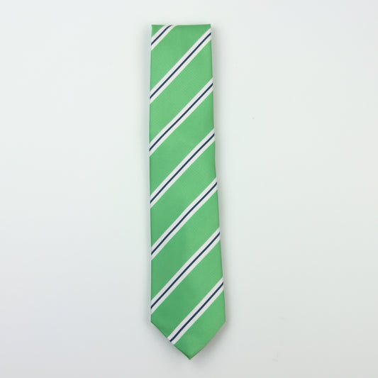 Robert Jensen Repp Stripe Silk Necktie - Grass