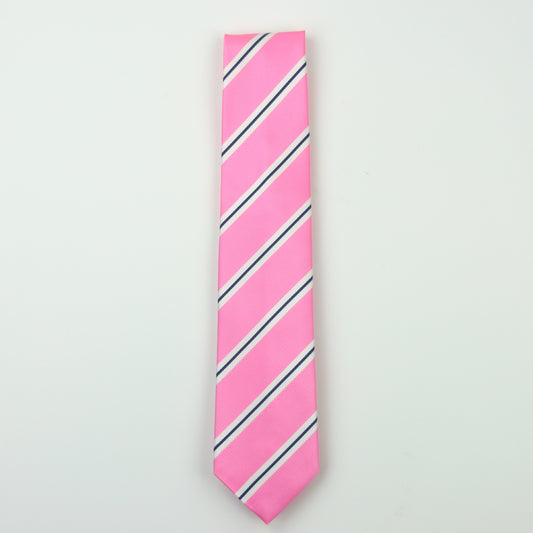 Robert Jensen Repp Stripe Silk Necktie - Pink