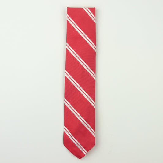Claymore Shop Repp Stripe Silk Necktie - Red/White