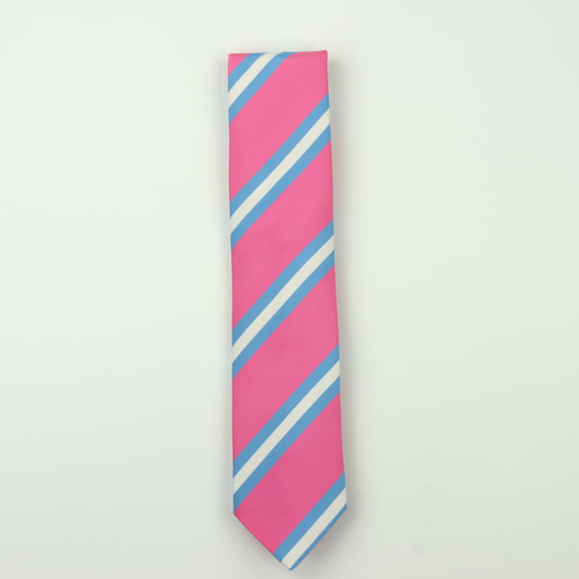 Seaward & Stearn Repp Stripe Silk Necktie - Pink/Blue/White
