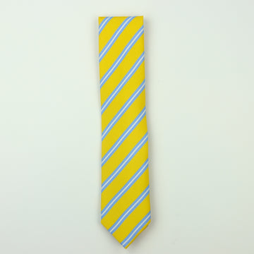 Seaward & Stearn Repp Stripe Silk Necktie - Yellow/Sky