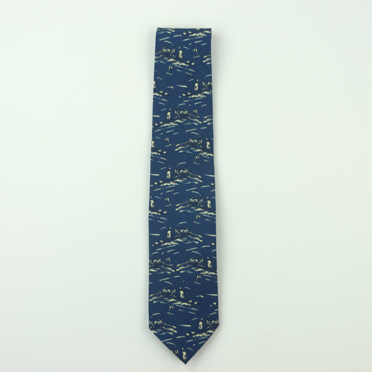 Drake's Rowing Scene Silk Necktie - Blue