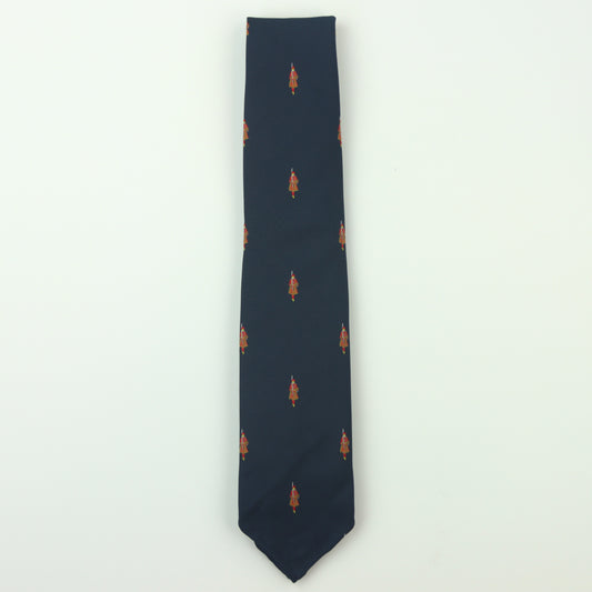 Drake's Beefeater Silk Hand Rolled Necktie - Navy