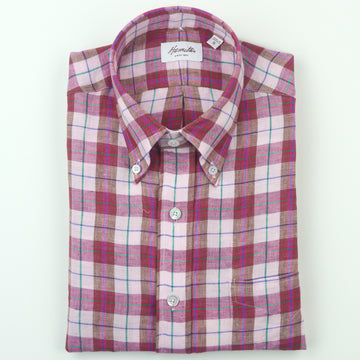 Hamilton Linen Plaid Short Sleeve Sport Shirt - Red