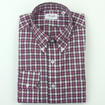 Hamilton Poplin Cotton Plaid Sport Shirt - Cranberry