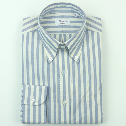 Hamilton Oxford Cloth Bengal Stripe Sport Shirt - Blue