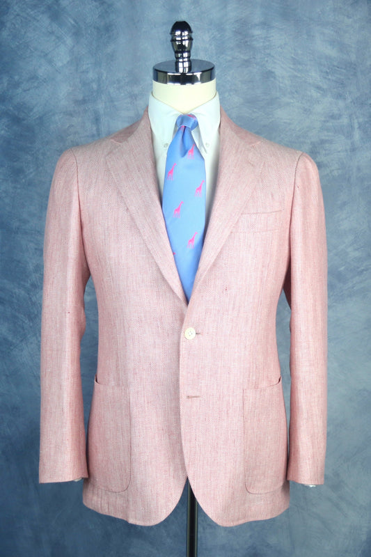 Ring Jacket Linen & Wool Herringbone Sport Jacket - Rose