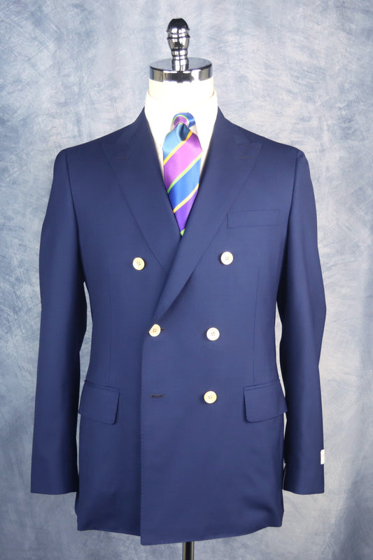 Samuelsohn Super 150s Wool Double Breasted Sport Jacket - Navy