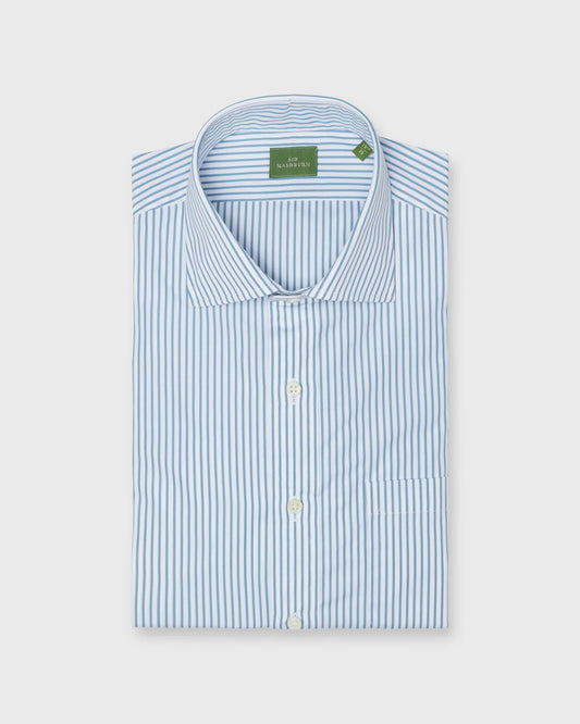 Sid Mashburn Stripe Spread Collar Dress Shirt - Aegean Blue