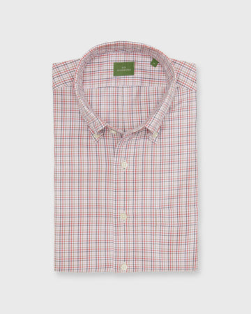 Sid Mashburn Twill Tattersall Button Down Sport Shirt - Bone/Coral/Olive