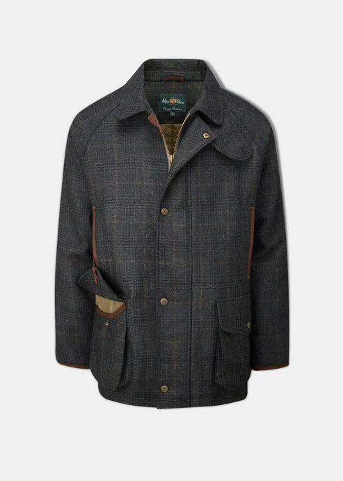 Alan Paine Surrey Waterproof Tweed Shooting Coat - Navy Check