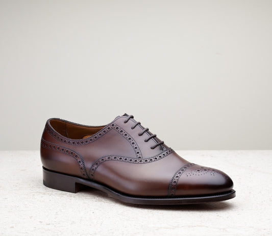 Edward Green Calfskin Brogue Oxford Cadogan - Dark Oak