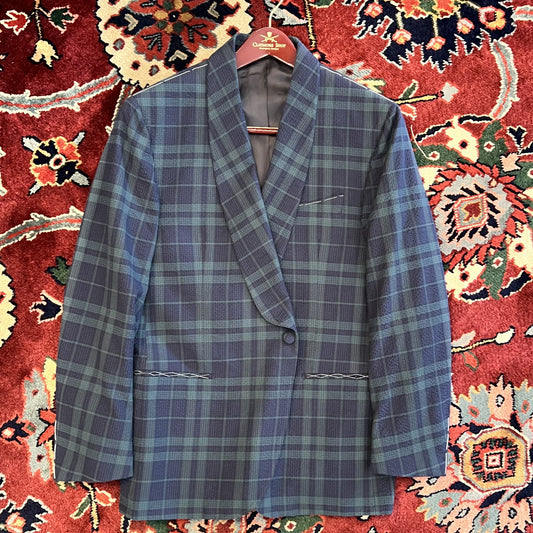 J Mueser Seersucker Waverly Shawl Collar Jacket - Blackwatch