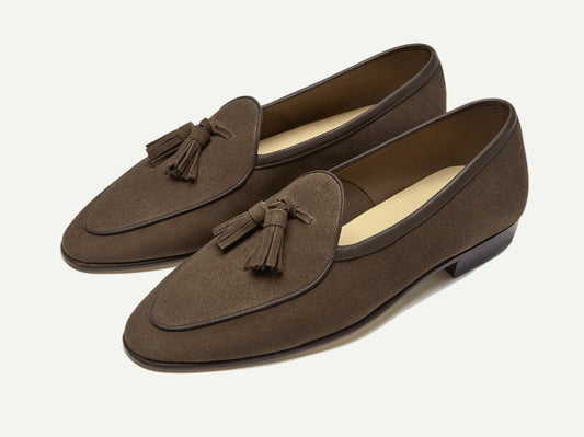 Baudoin & Lange Sagan Parisian Brown Suede Tassel Loafers