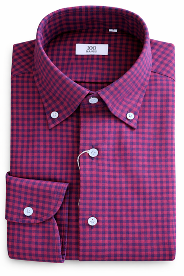 100 Hands Check Cotton Shirt - Red/Blue