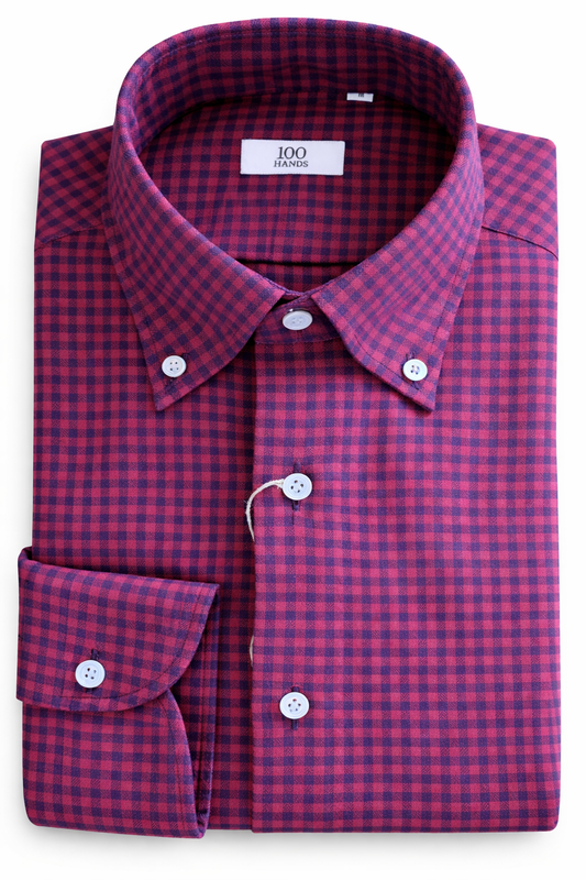 100 Hands Check Cotton Shirt - Red/Blue