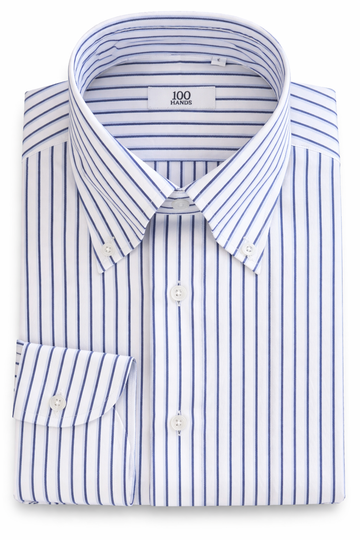 100 Hands Royal Button Down Stripe Shirt - Blue/White