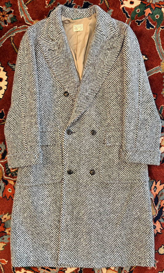 Wythe Herringbone Polo Coat - Black/Cream