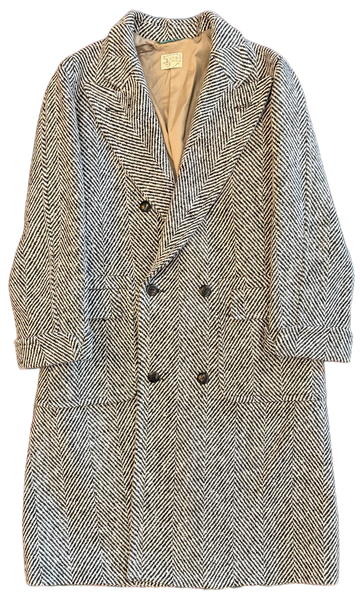 Wythe Herringbone Polo Coat - Black/Cream