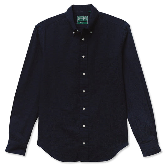 Gitman Vintage Seersucker Stripe - Navy Overdye