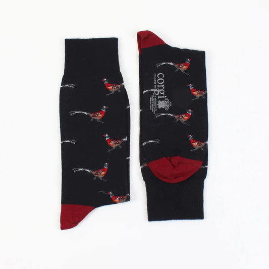 Corgi Pheasant Icon Wool Socks - Navy