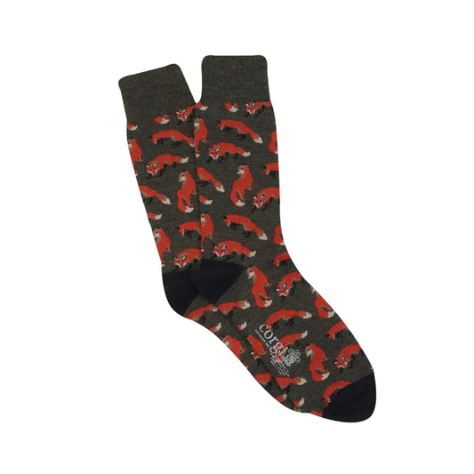 Corgi Fox Icon Merino Wool Socks - Moss/Navy