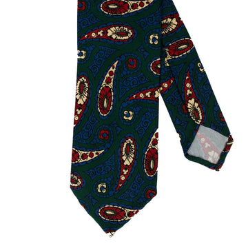 J Mueser Paisley Print Necktie- Green